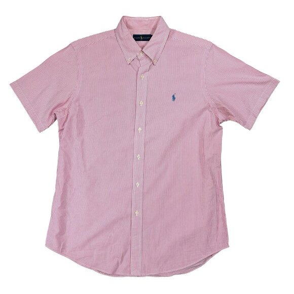 Ralph Lauren Shirt Mens L Pink White Beach Stripe Button Up Size LG - Picture 1 of 4